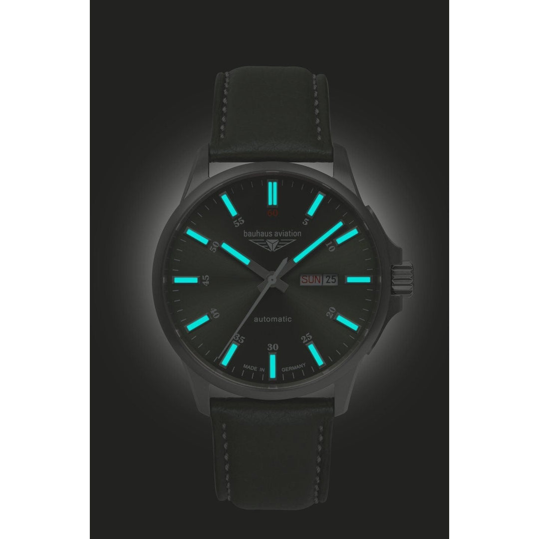 BAUHAUS AVIATION Men’s Titanium Automatic Day Date Watch 28664 image 2