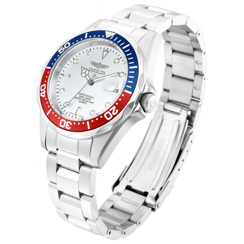 INVICTA Men's 37.5mm Pro Diver Watch Silver/Pepsi