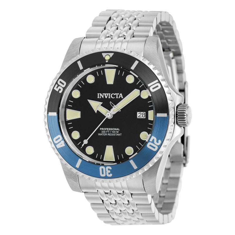 INVICTA Men's Pro Diver Automatic 44mm Oyster Bracelet Watch Silver / Batman Bezel