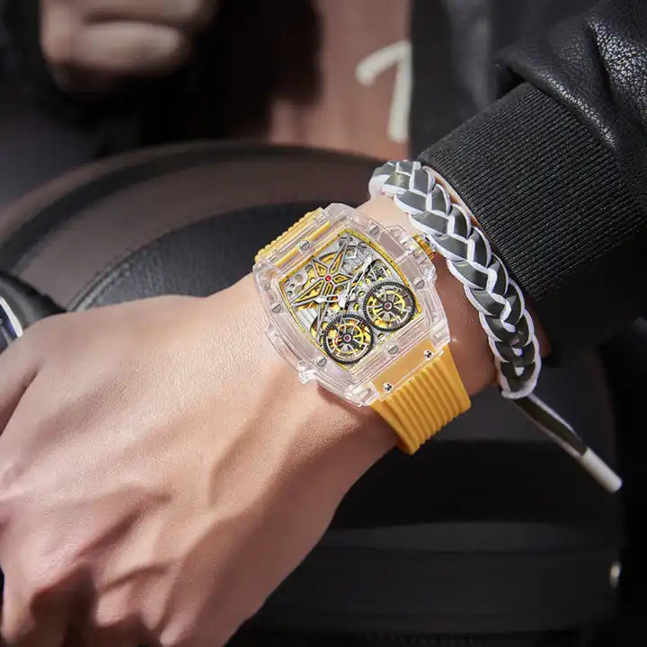 ONOLA Clear Series Plastic Transparent Maximus Double Barrel AUTOMATIC Watch image 12