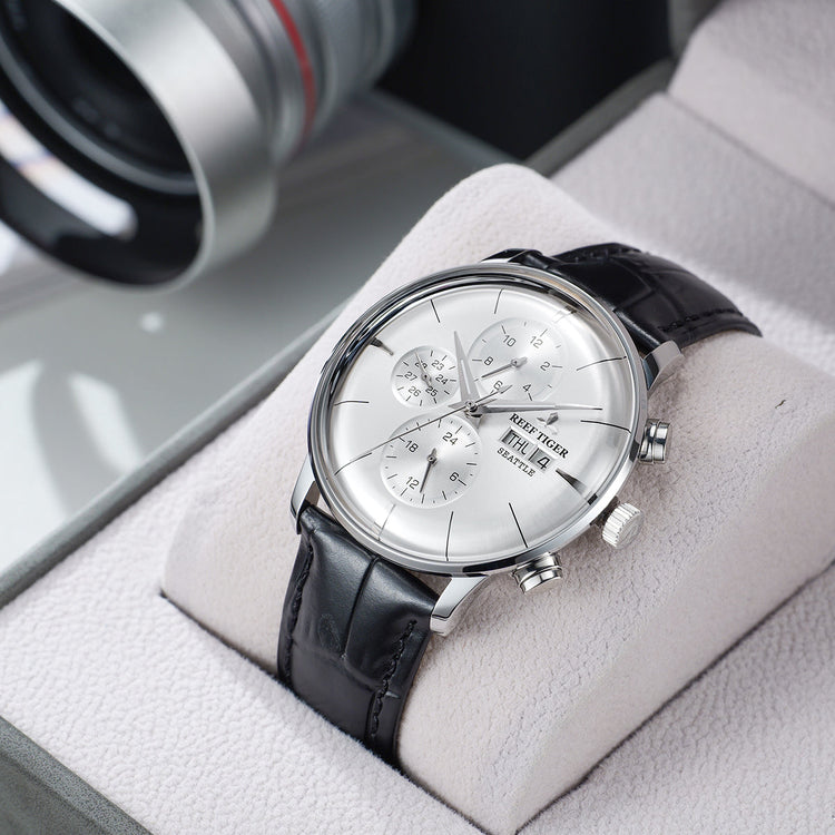 Reef Tiger Men's Seattle Chiefs Automatic Luxury Vintage Dress Chronograph Watch image 7