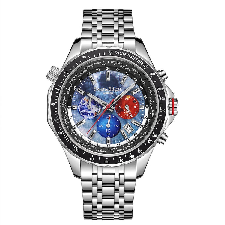 World Timer Mechanical Quartz Hybrid- Steel Matt Grey image 0