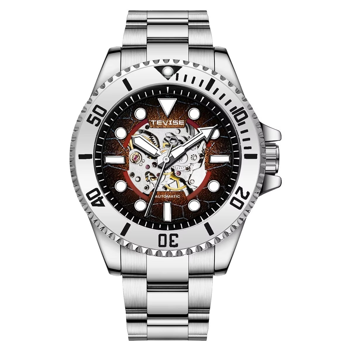 TEVISE Tanker Skeleton Automatic Watch Burgundy image 0