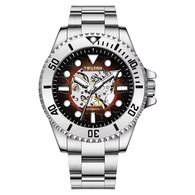 TEVISE Tanker Skeleton Automatic Watch Burgundy image 0