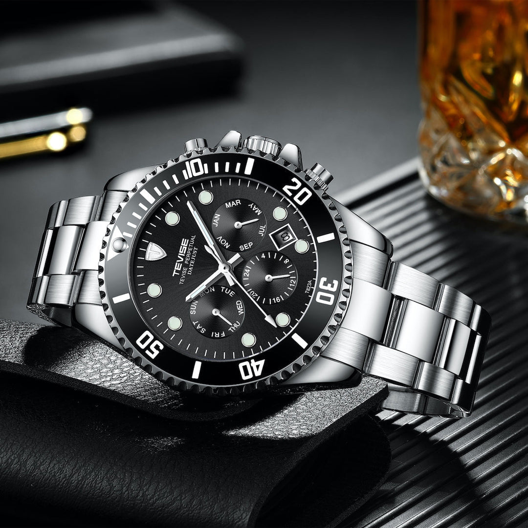 TEVISE Perpetual Automatic Silver/Black Watch image 1