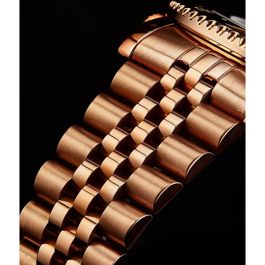 STUHRLING ORIGINAL Meridian GMT Diver 44mm 100m Rose Gold Jubilee Watch