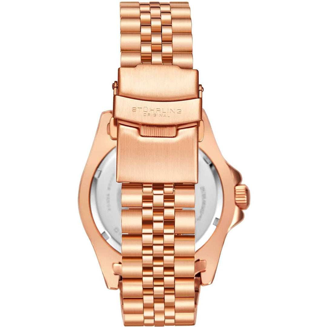 STUHRLING ORIGINAL Meridian GMT Diver 44mm 100m Rose Gold Jubilee Watch