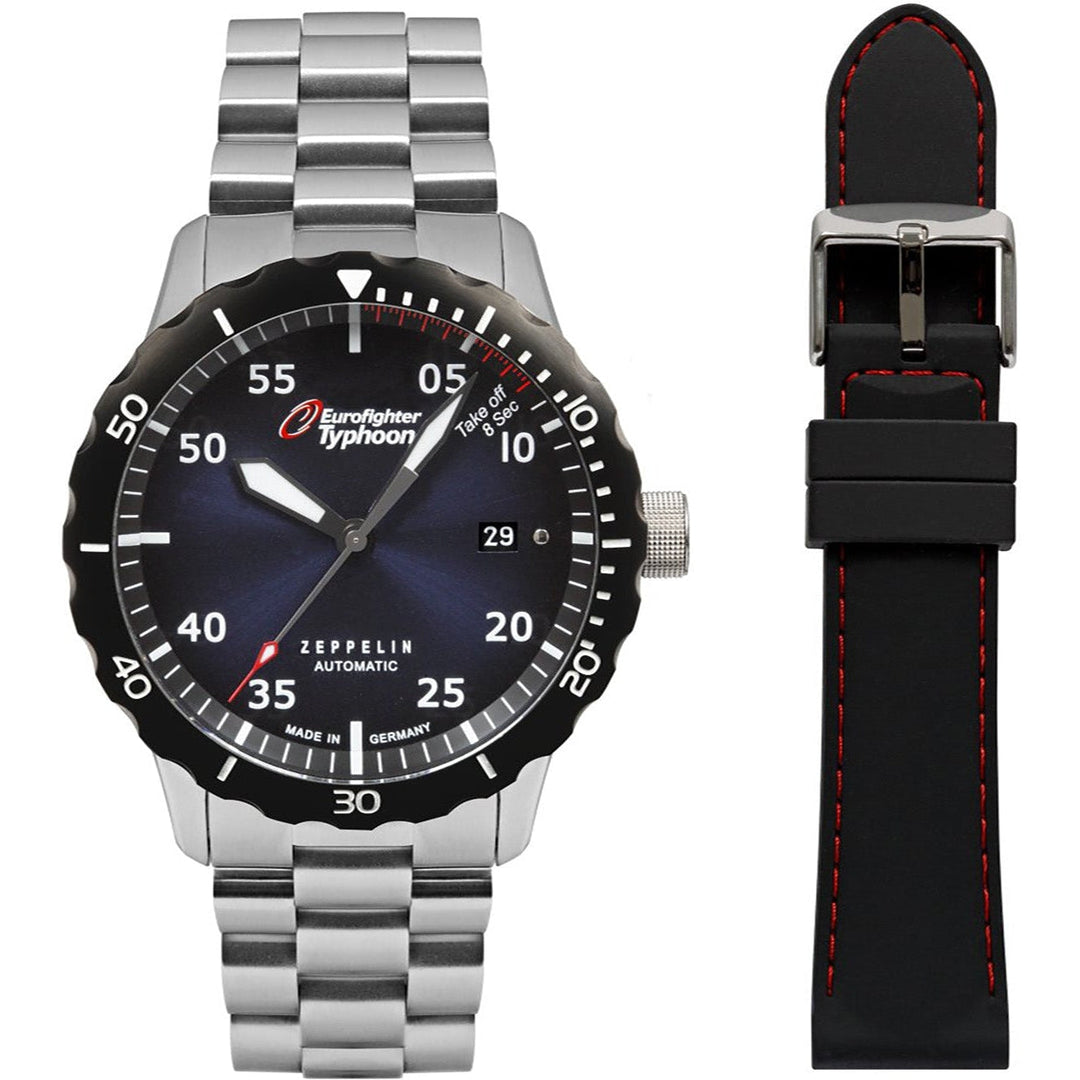 ZEPPELIN Men's Eurofighter Typhoon Automatic 7268M-3 Night-Glow Watch + FREE Leather Strap image 0