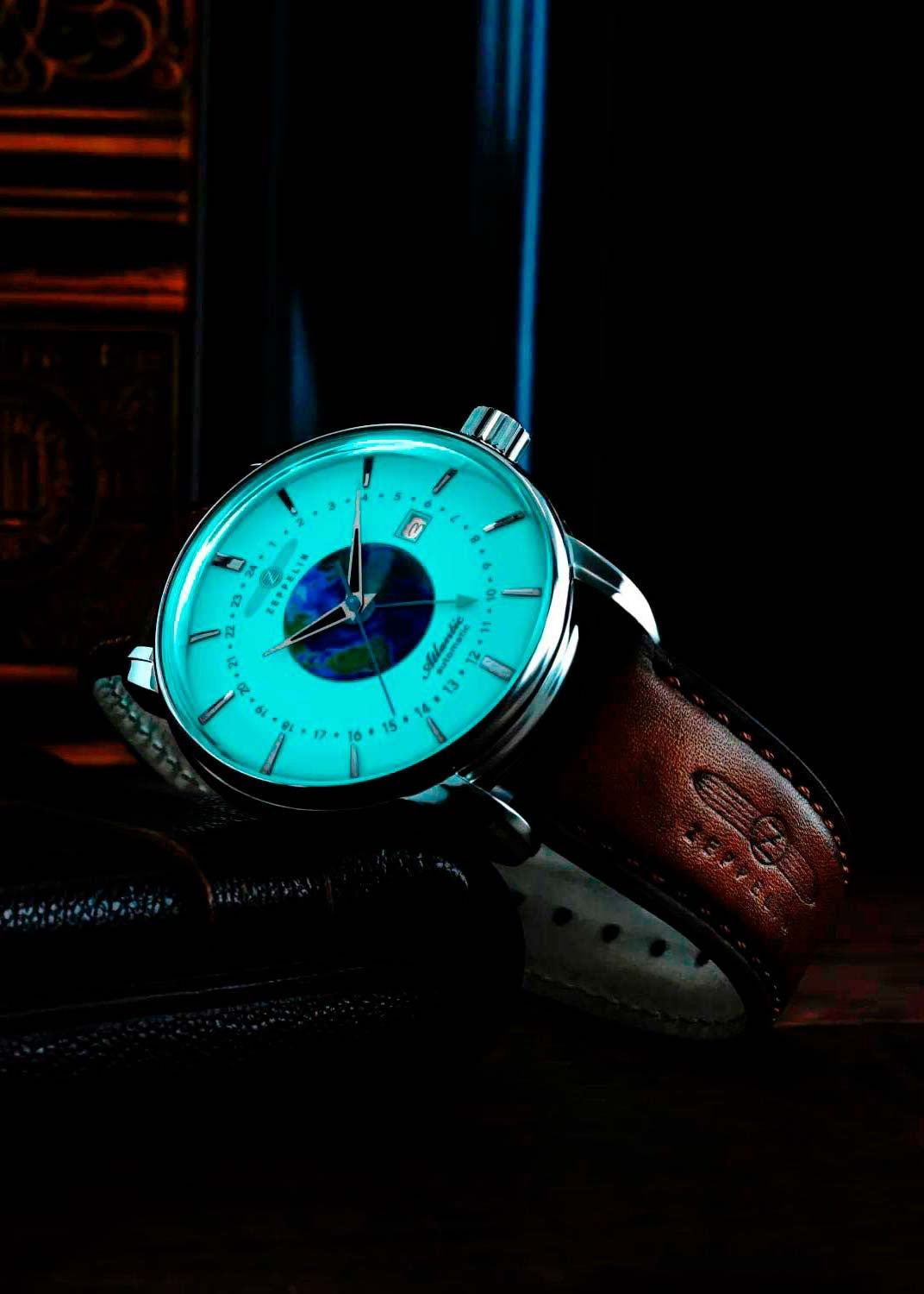 ZEPPELIN Atlantic Automatic GMT Date Watch Night Glow 84685 image 4