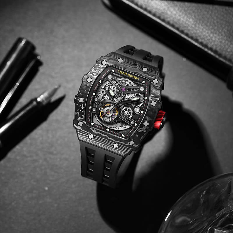 TSAR BOMBA Elemental-Carbon Fiber Automatic Watch TB8208CF