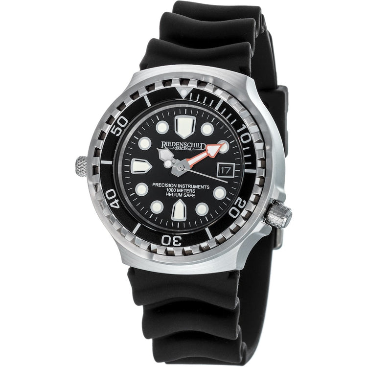 RIEDENSCHILD PRECISION INSRUMENTS GERMANY Divers Taucheruhr 1000m Helium Valve Watch Silver/Black image 0