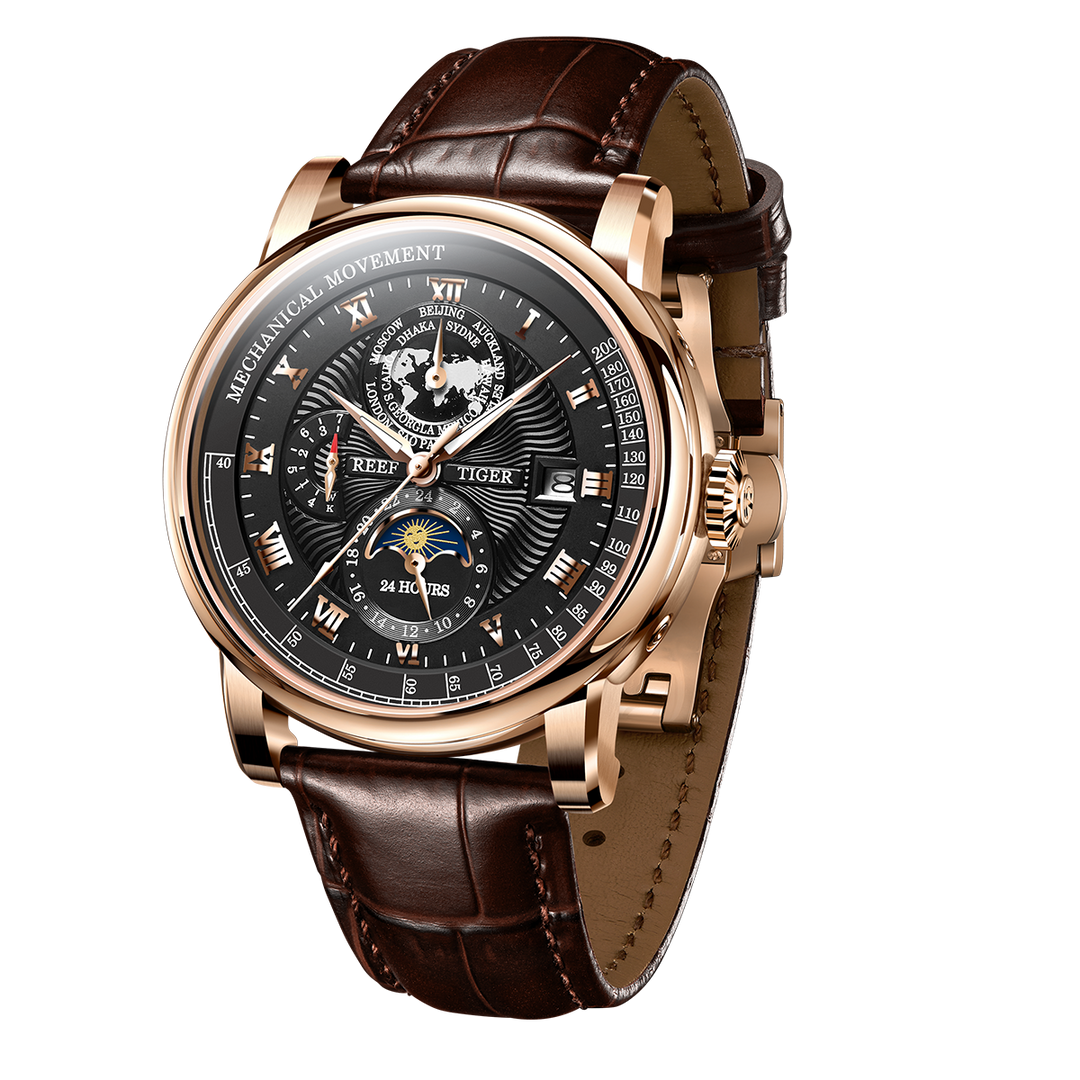 Reef Tiger Men's Artist Master II Mechanical Calendar Moon Phase Watch RGA1963 image 1