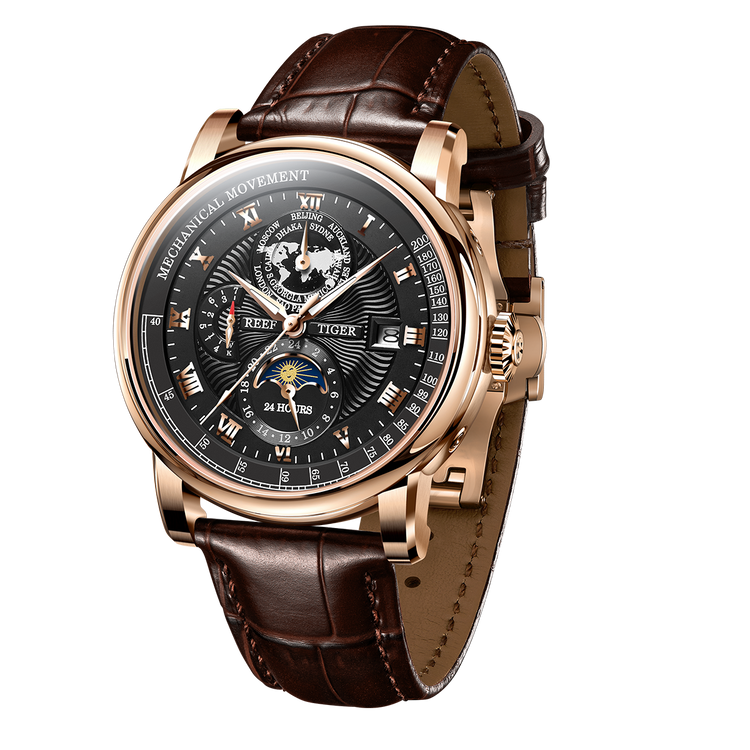 Reef Tiger Men's Artist Master II Mechanical Calendar Moon Phase Watch RGA1963 image 1