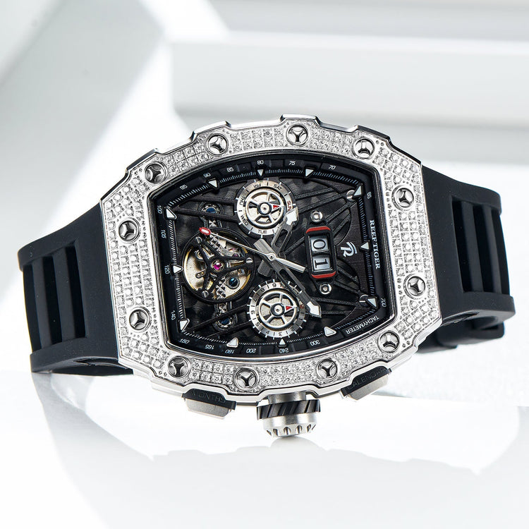 Reef Tiger Men's Aurora Titan Mechanical Multifunctional Day/Date Skeleton Automatic Watch RGA3009 image 3