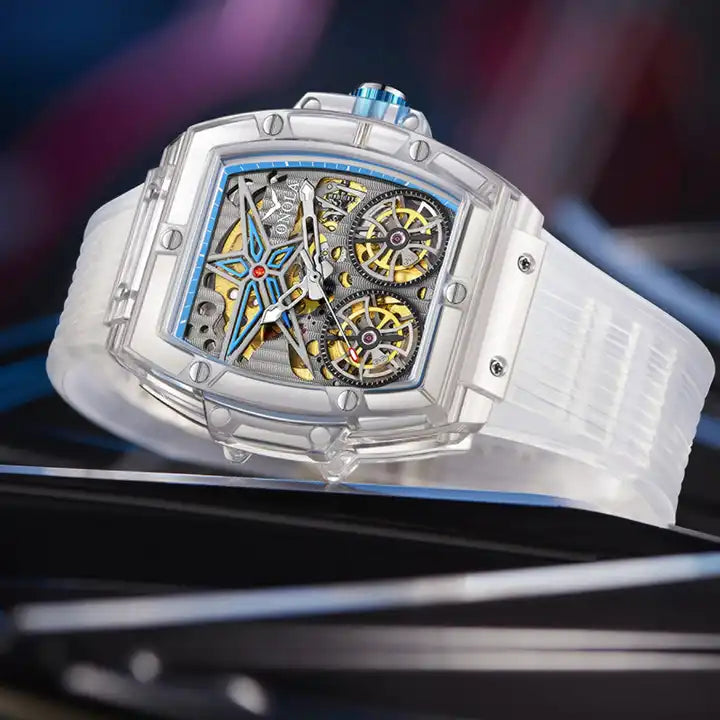 ONOLA Clear Series Plastic Transparent Maximus Double Barrel AUTOMATIC Watch image 14