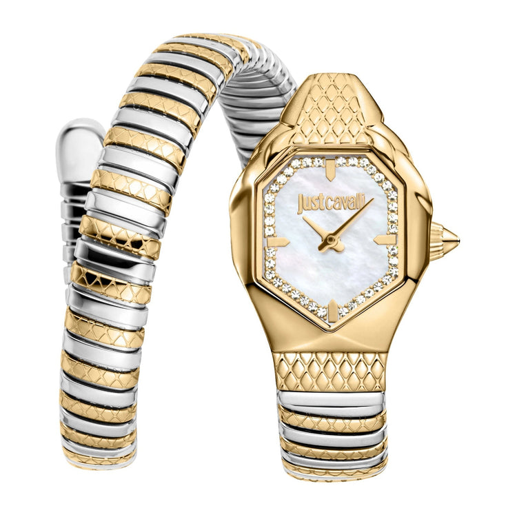 Just Cavalli Signature Snake Aria Two Tones YG Silver MOP image 0