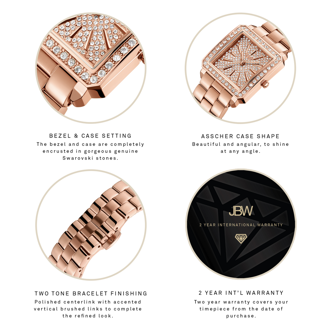 JBW Cristal 28 Rose Gold + Bracelet Watch