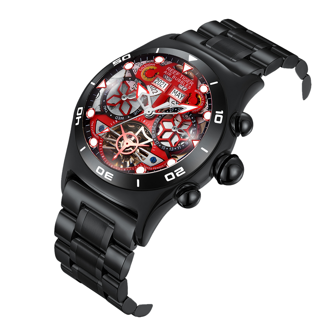 Reef Tiger Men's Aurora Air Bubbles Automatic Mechanical Skeleton Watch image 4