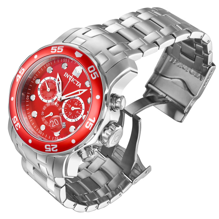 INVICTA Men's Pro Diver Colossus 48mm Steel Watch Silver / Red
