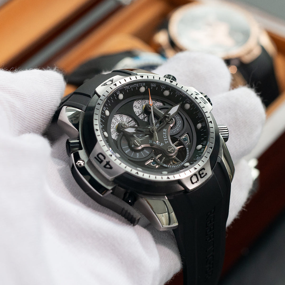 Reef Tiger Men's Aurora Concept Skeleton Automatic Mechanical Watch image 7