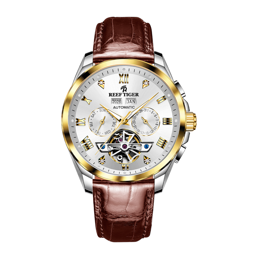 Reef Tiger Men's Classic Motion Day Date Automatic Watch RGA8235 - Leather image