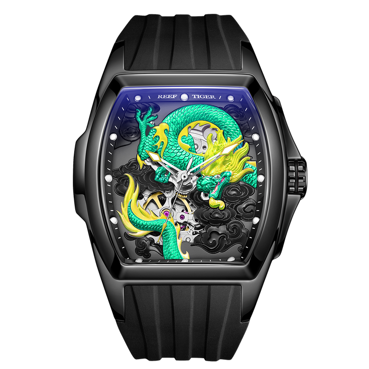 Reef Tiger Men's Aurora Chinese Dragon Skeleton Automatic Watch image 0