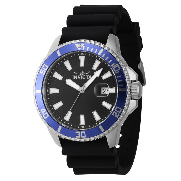 INVICTA Men's Pro Diver Silicone 45mm Watch Silver/Blue