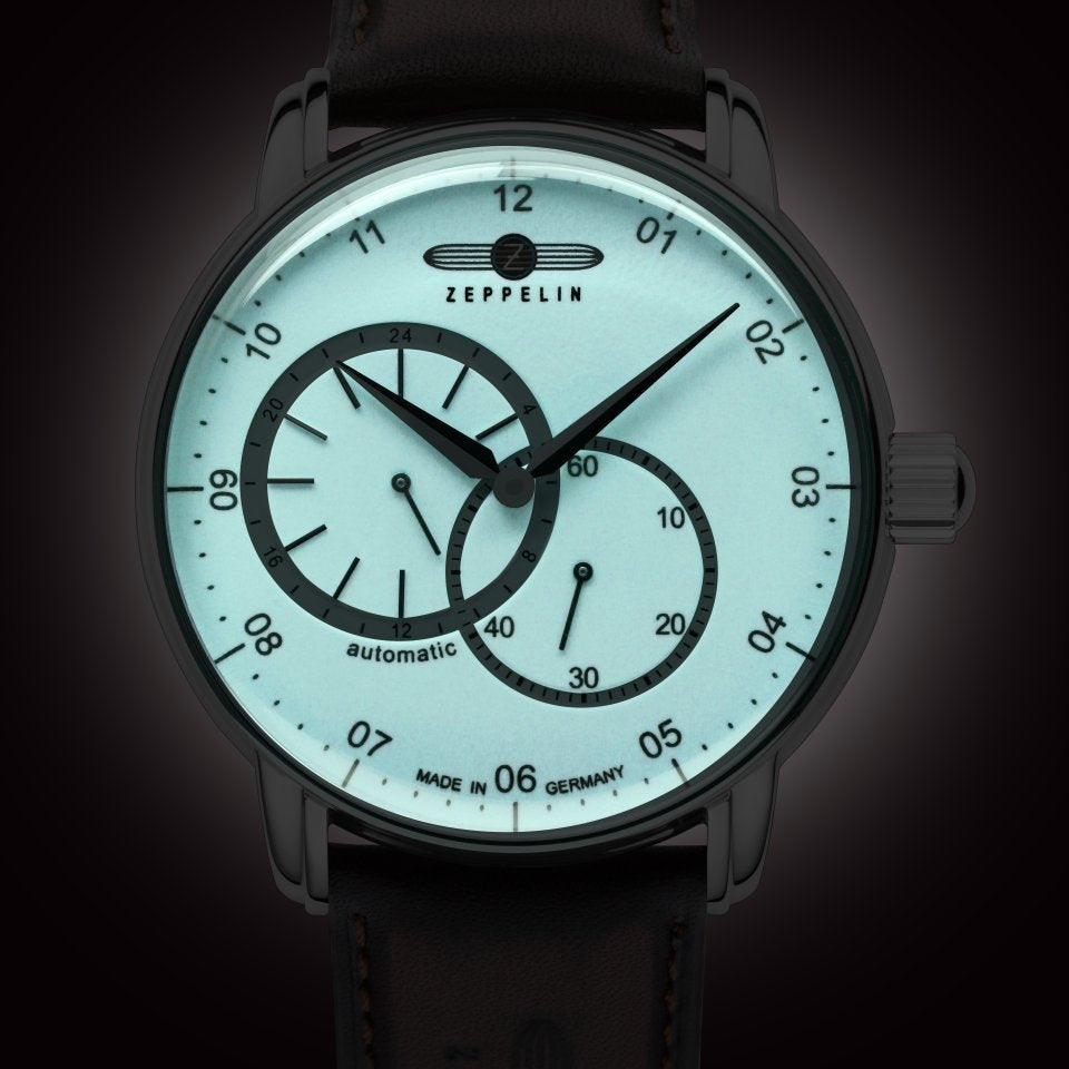 ZEPPELIN Men's New Captains Line Automatic Night-Glow 8662-5 Leather Watch image 1
