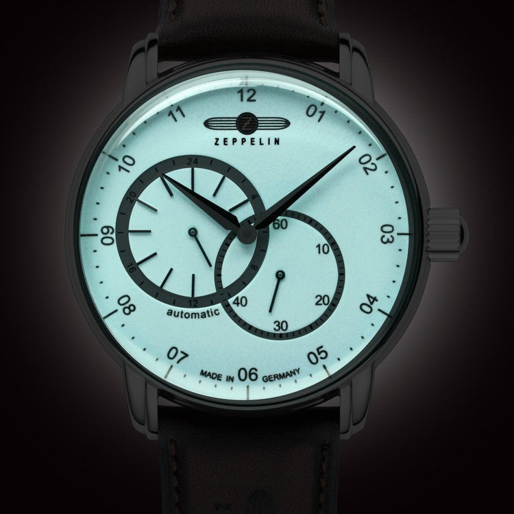 ZEPPELIN Men's New Captains Line Automatic Night-Glow 8662-5 Leather Watch image 1