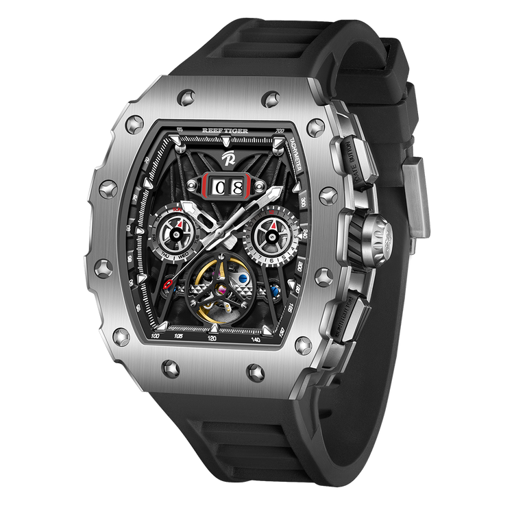 Reef Tiger Men's Aurora Titan Mechanical Multifunctional Day/Date Skeleton Automatic Watch RGA3009 image 1