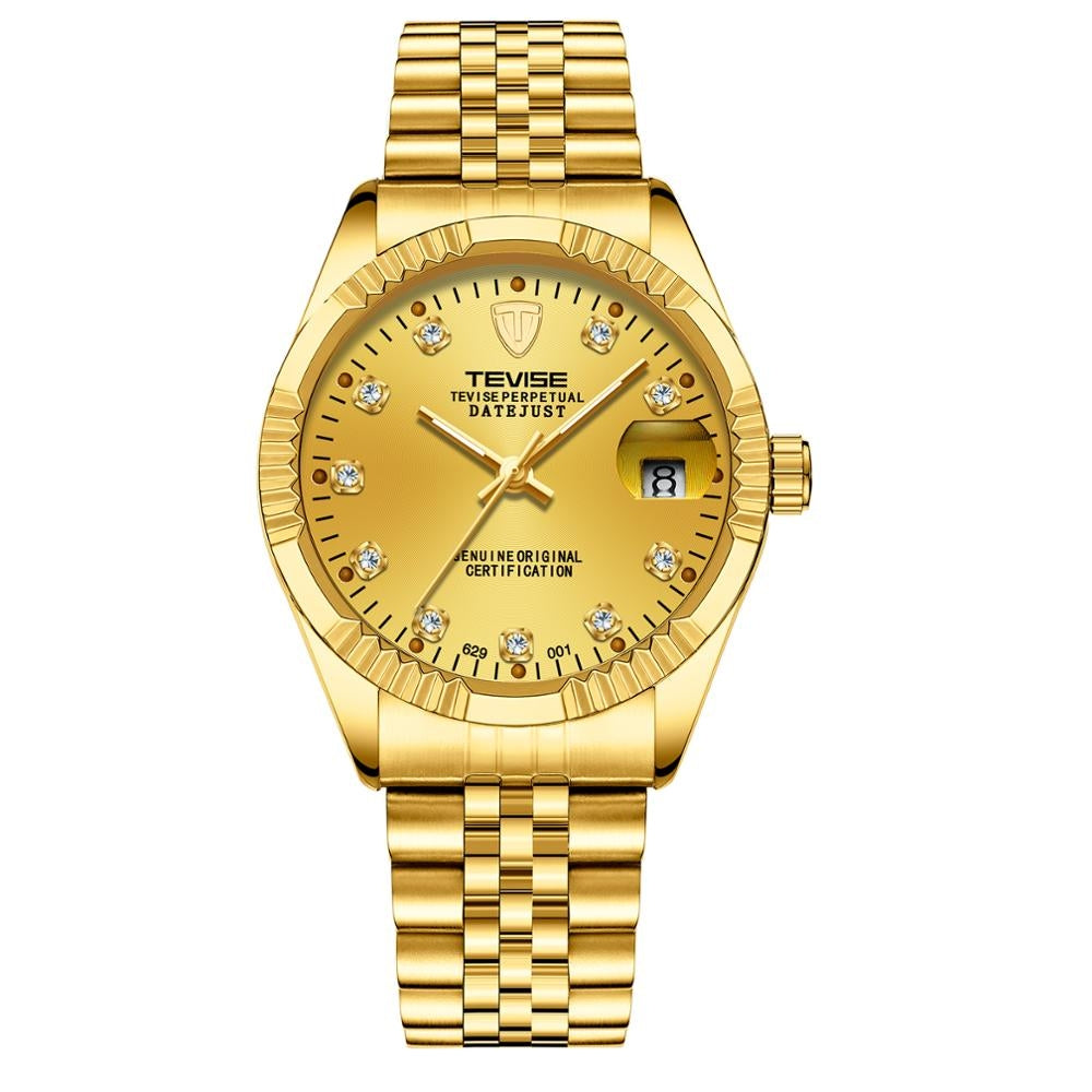 TEVISE Classic Automatic Calendar Gold/Gold Watch image 0