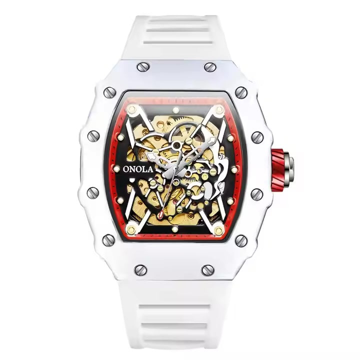 ONOLA Creed-X AUTOMATIC Watch MILK - Milk / Red / White image