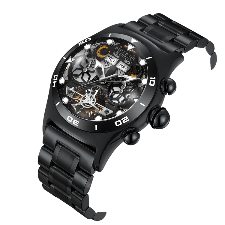 Reef Tiger Men's Aurora Air Bubbles Automatic Mechanical Skeleton Watch image 6