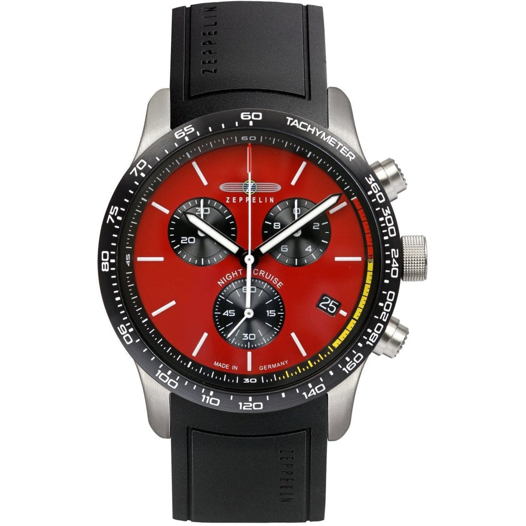 ZEPPELIN Men's Night Cruise 7288-5 Chronograph Rubber Strap Watch image 0