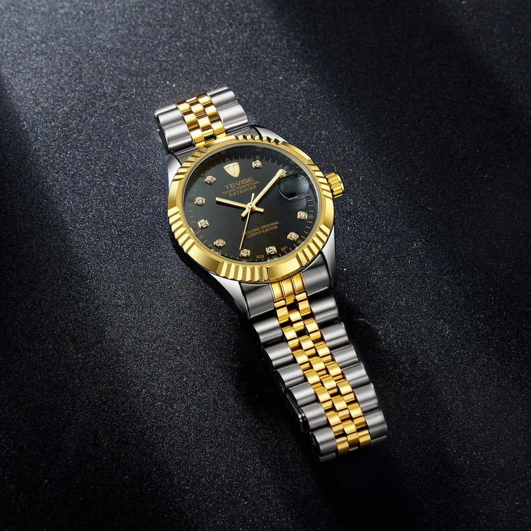 TEVISE Classic Automatic Calendar Two Tone/Black Watch image 5