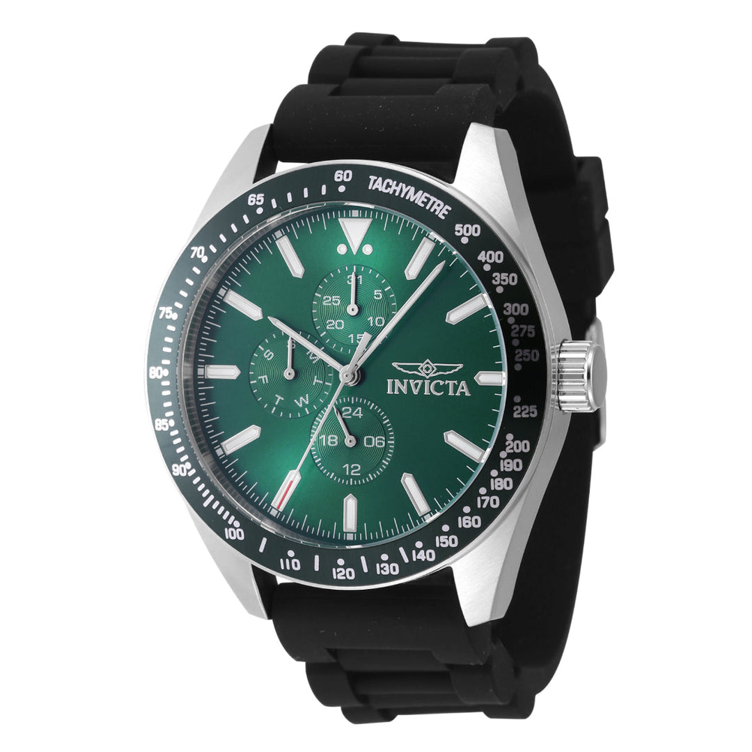 INVICTA Men's Aviator 45mm Silicone Strap Watch Silver / Green