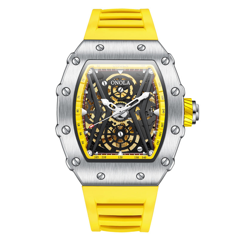 ONOLA Rhythm Automatic Mechanical Watch - Silver / Yellow image