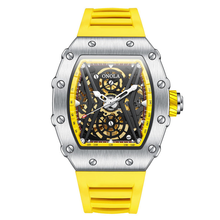 ONOLA Rhythm Automatic Mechanical Watch - Silver / Yellow image