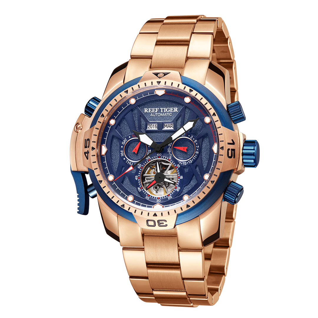 Reef Tiger Men's Aurora Transformers Skeleton Automatic Mechanical Watch - Steel image