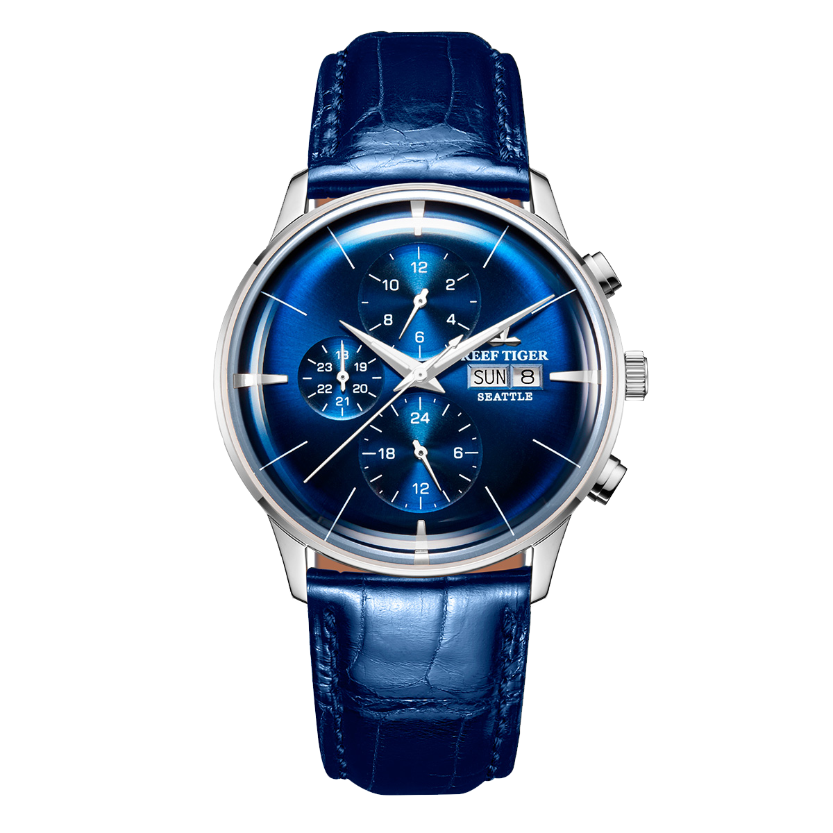 Reef Tiger Men's Seattle Chiefs Automatic Luxury Vintage Dress Chronograph Watch image 0