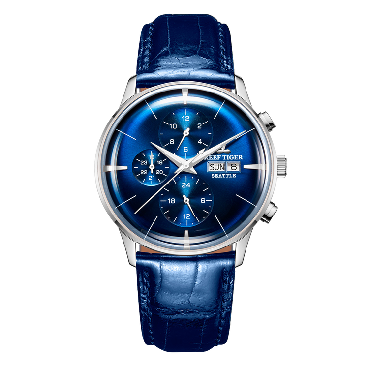 Reef Tiger Men's Seattle Chiefs Automatic Luxury Vintage Dress Chronograph Watch image 0