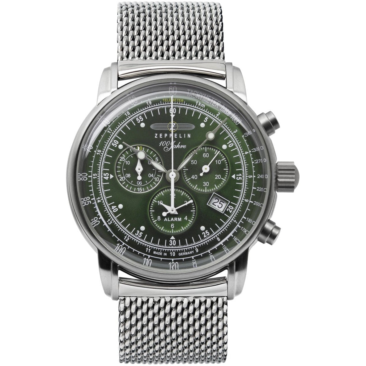 ZEPPELIN 8680M-4 100 Jahre Green Dial Milanese Bracelet Watch image 0