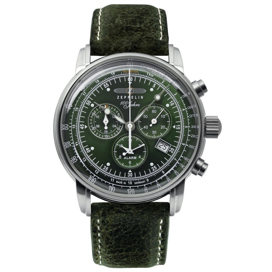 ZEPPELIN 8680-4 100 Jahre Green Leather Edition Watch image 0