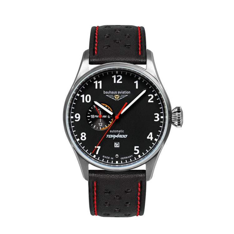 BAUHAUS AVIATION Men's Tornado Automatic 24-Hour Leather Strap Watch 27642 image 4