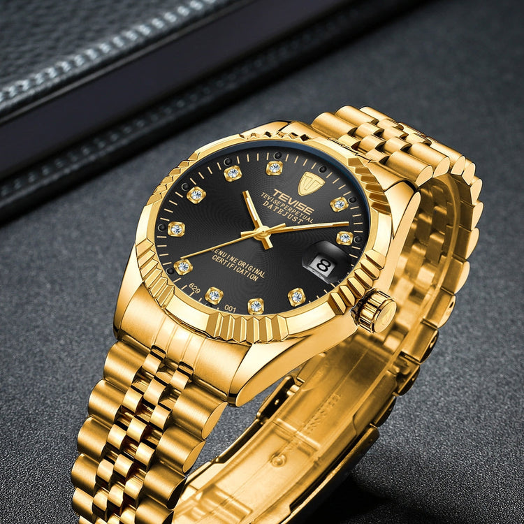 TEVISE Classic Automatic Calendar Gold/Black Watch image 2