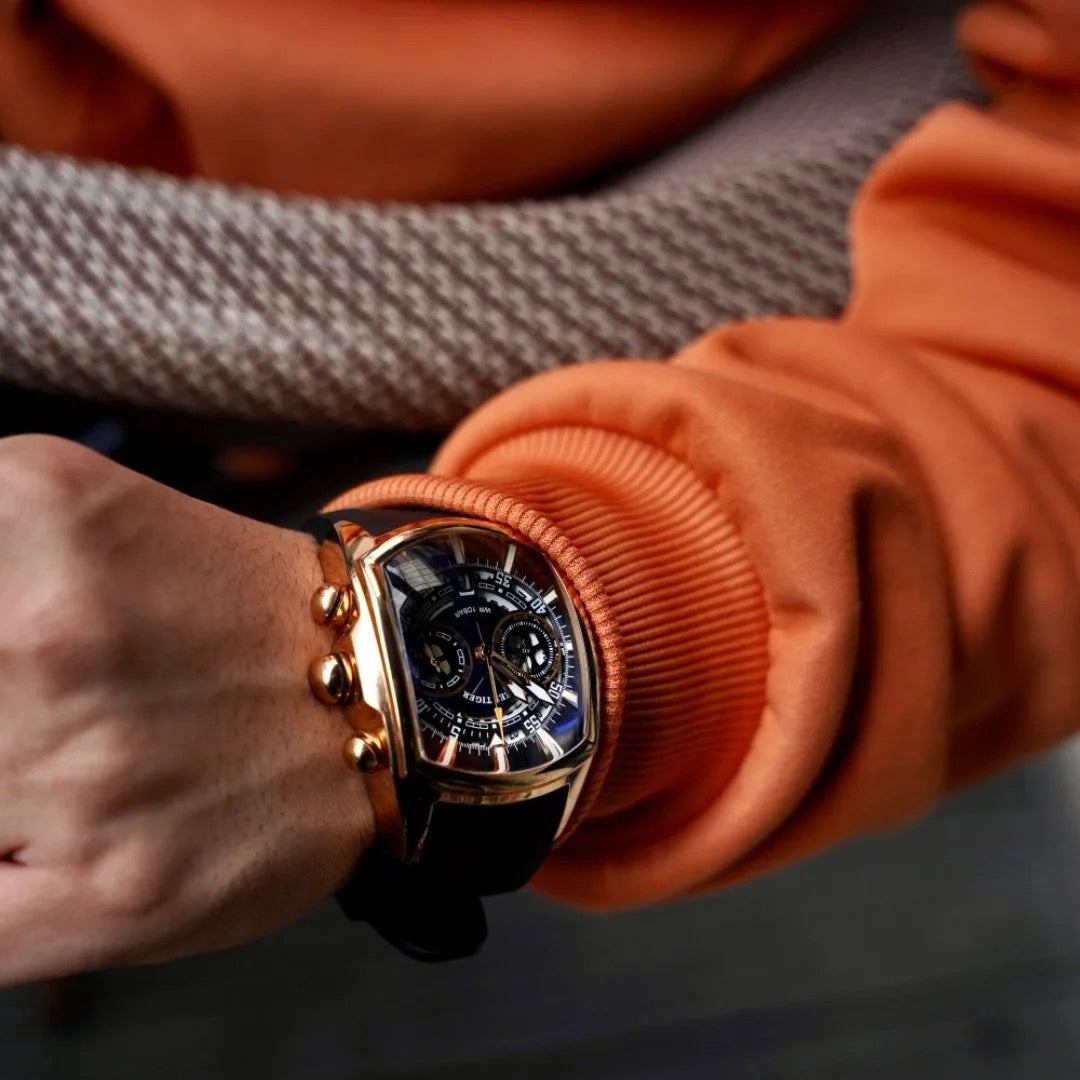 Reef Tiger Aurora Tank VK Quartz Sport Chronograph Watch Luxury Rose Gold image 2