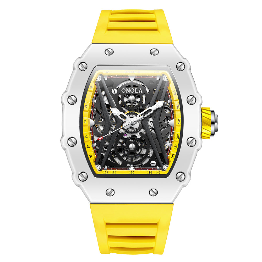 ONOLA Rhythm Automatic Mechanical Watch MILK - White / Yellow image