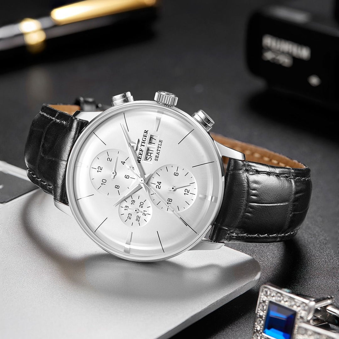 Reef Tiger Men's Seattle Chiefs Automatic Luxury Vintage Dress Chronograph Watch image 4