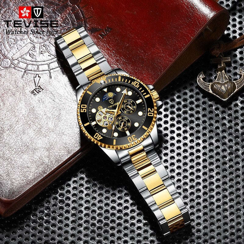 TEVISE Perpetual Automatic Flower Moon Two Tone Watch image 3