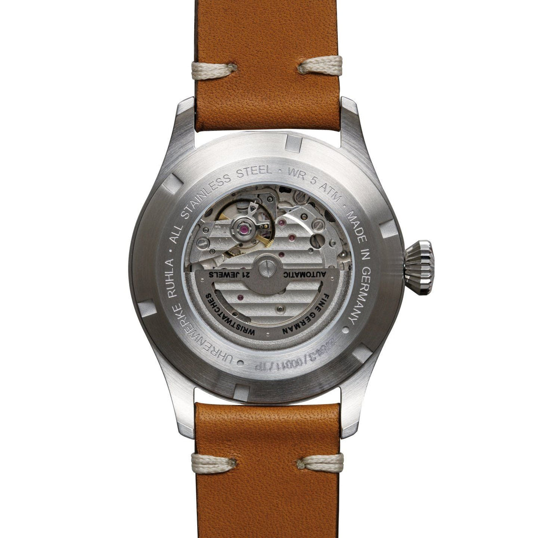 BAUHAUS AVIATION Men's Tornado Automatic 24-Hour Leather Strap Watch 27643 image 3